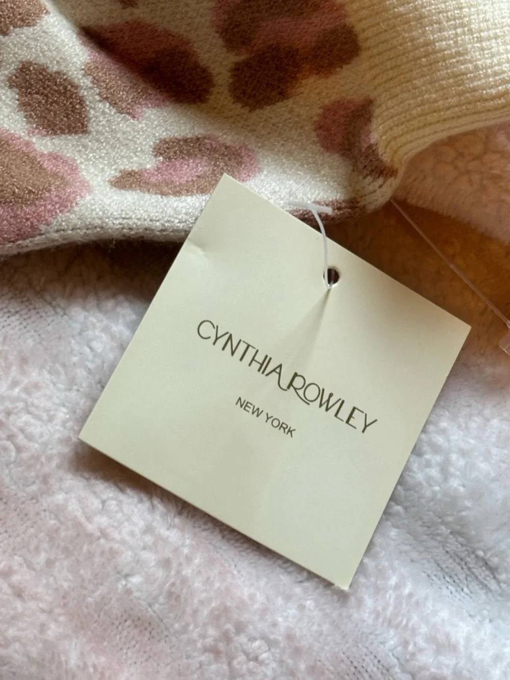 Cynthia Rowley Cream and Pink Leopard Print Cardigan